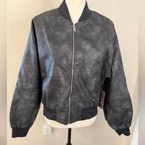 CiSoni Premium Faux Leather Outerwear black distressed jacket vegan leather Med